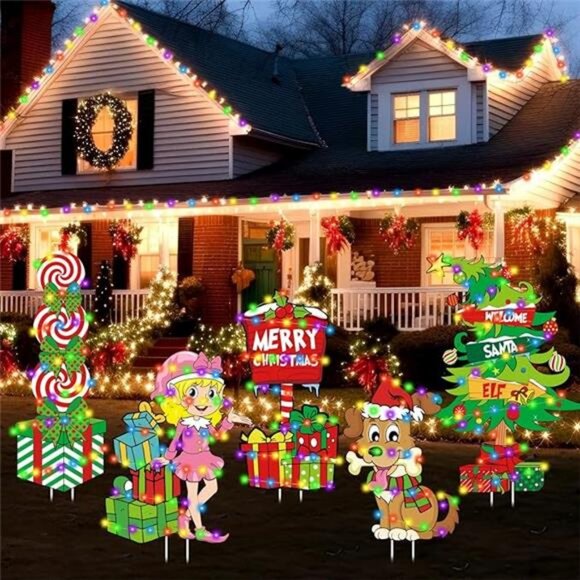 5 Pcs Christmas Decorations Outdoor Lighted up Christmas Yard Signs with Stakes - Picture 7 of 7